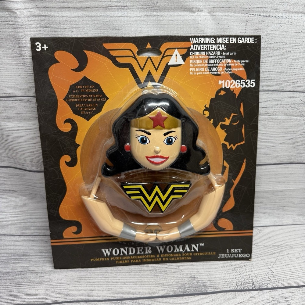 Gemmy DC Comics: Pumpkin Push-Ins Halloween Decoration Set Wonder Woman HTF New